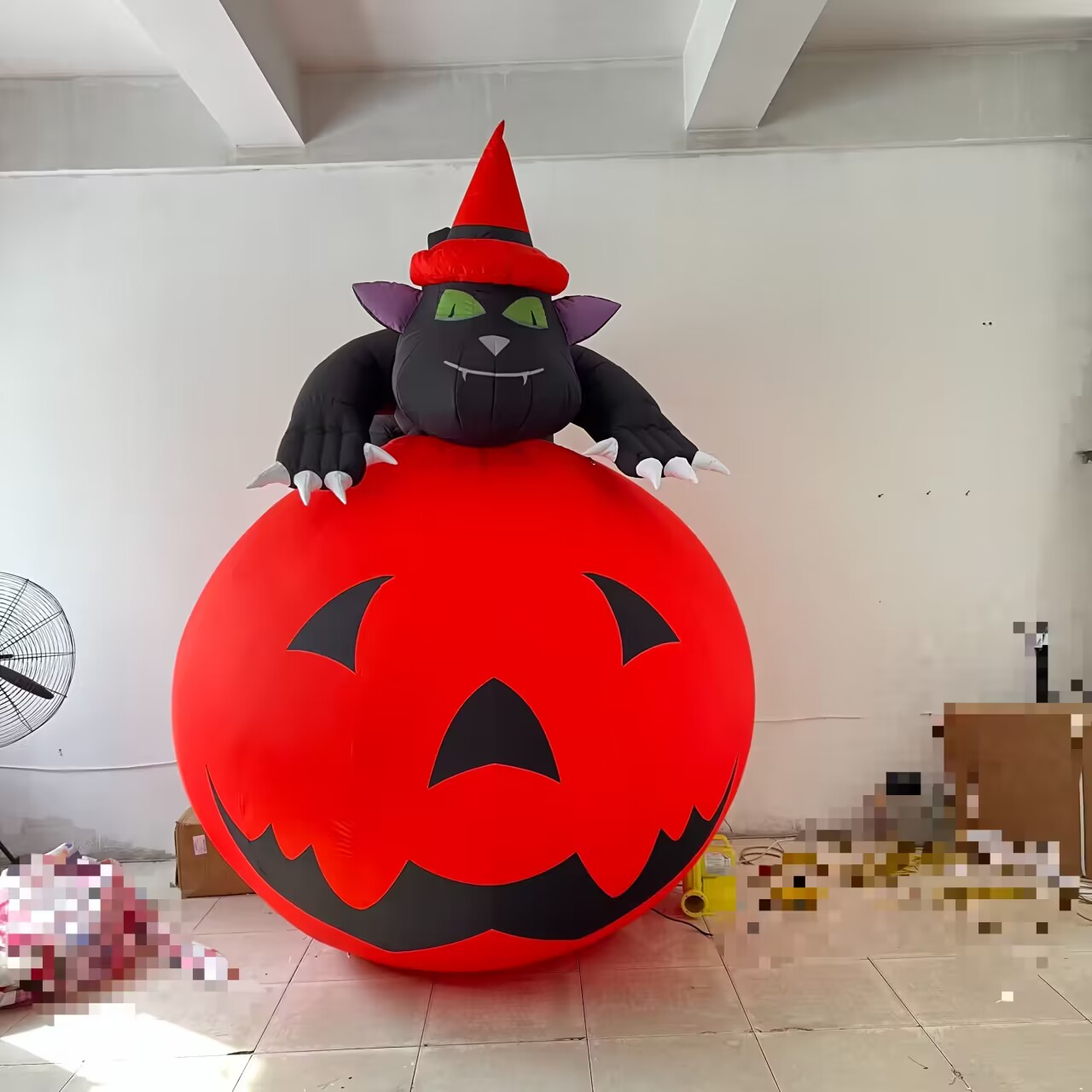 inflatable pumpkin with cat Halloween inflatable decor Aiyate