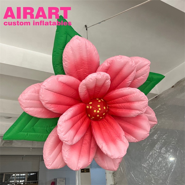 1.5m diameter beautiful hanging decor inflatable flower with led lighting