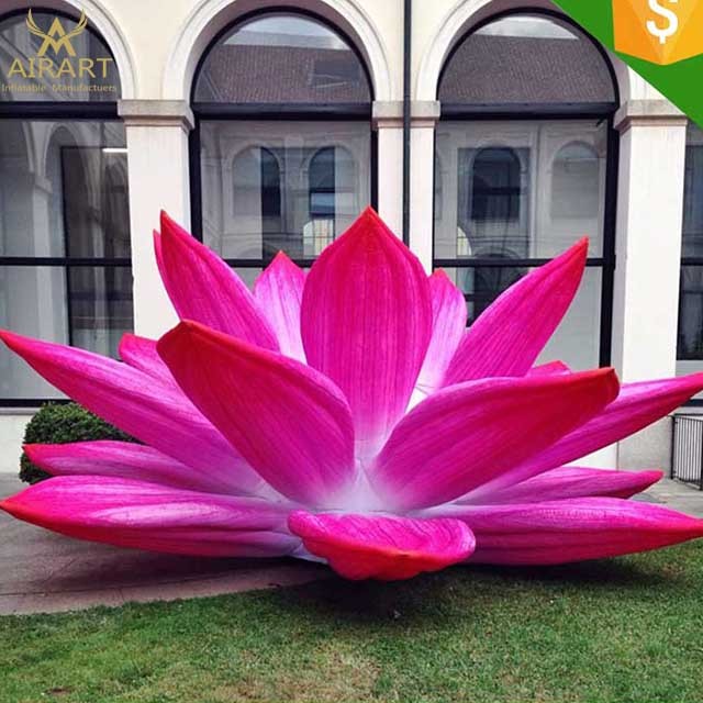 GIANT custom inflatable flower, inflatable red lotus with led lights