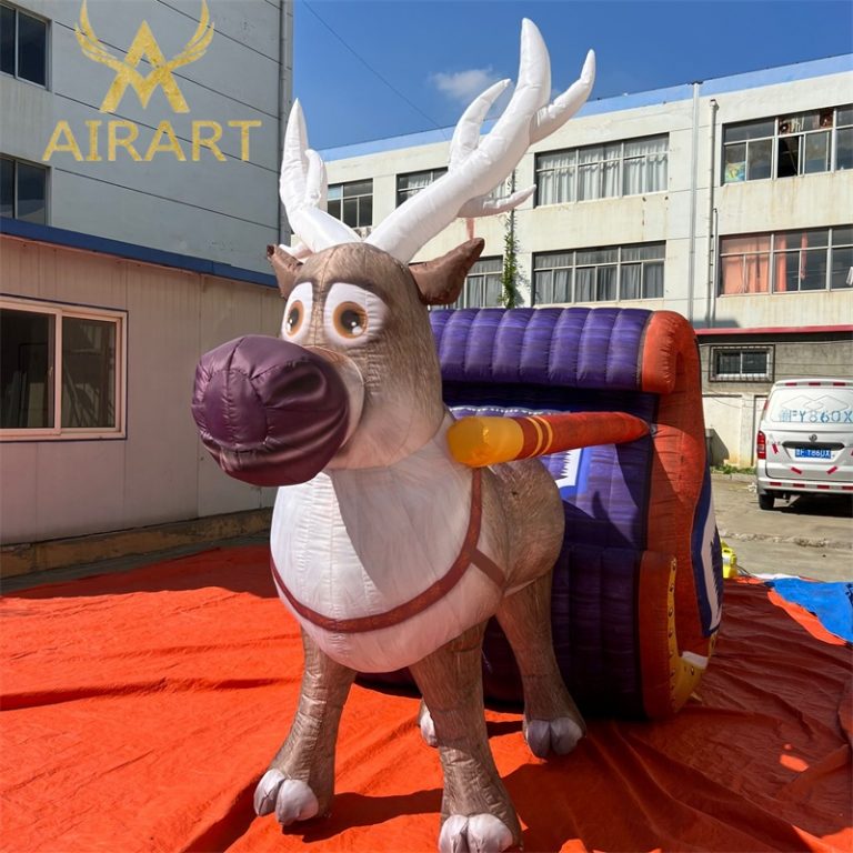 10 Ft Inflatable Christmas Animated Reindeer,Colorful Inflatable Deer For Outdoor Decoration