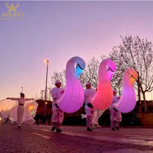 inflatable lighting swan costume for parade performance