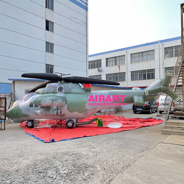 customized inflatable helicopter model for military exhibition