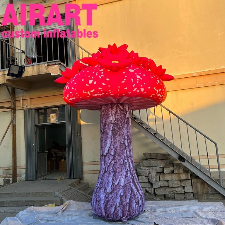 customized inflatable mushroom with flowers above