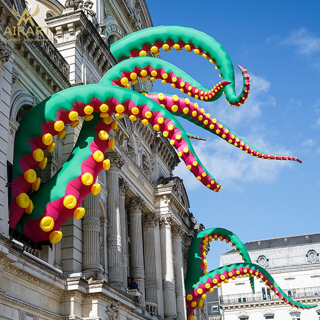 green inflatable octopus tentacles for building decoration