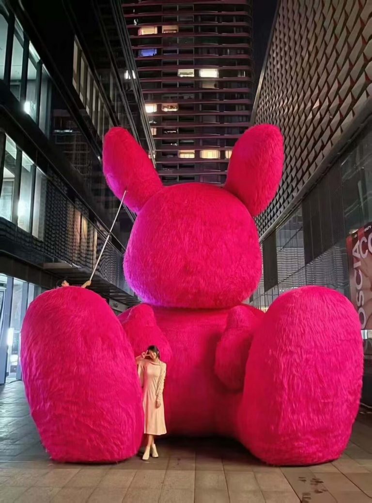 cute inflatable pink bunny inflatable plush bunny for photo