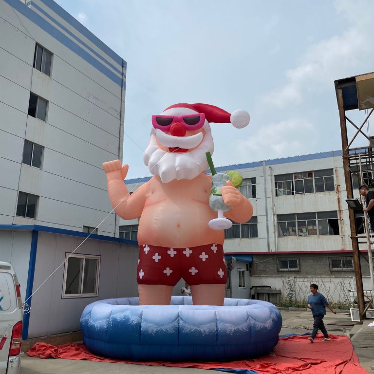 25ft tall inflatable santa in pool (5)