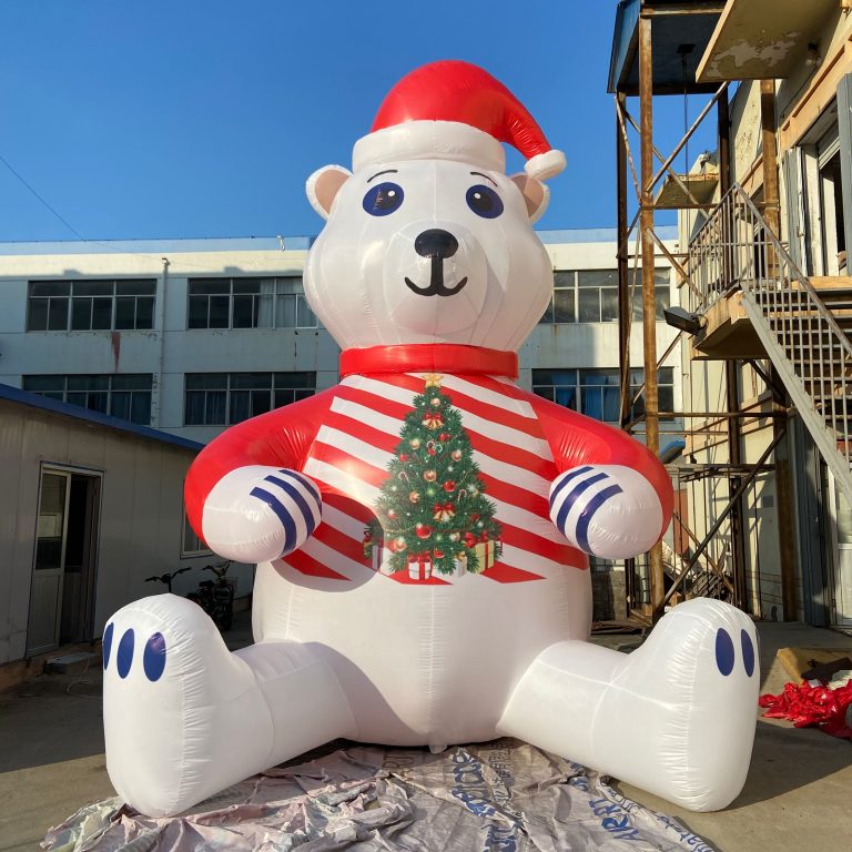 Christmas inflatable bear with oxford clothes material