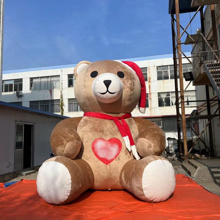 inflatable bear with Christmas hat for holiday party