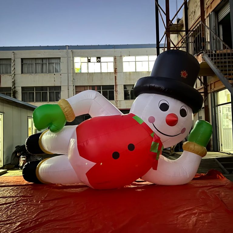 lying inflatable snowman with lighting