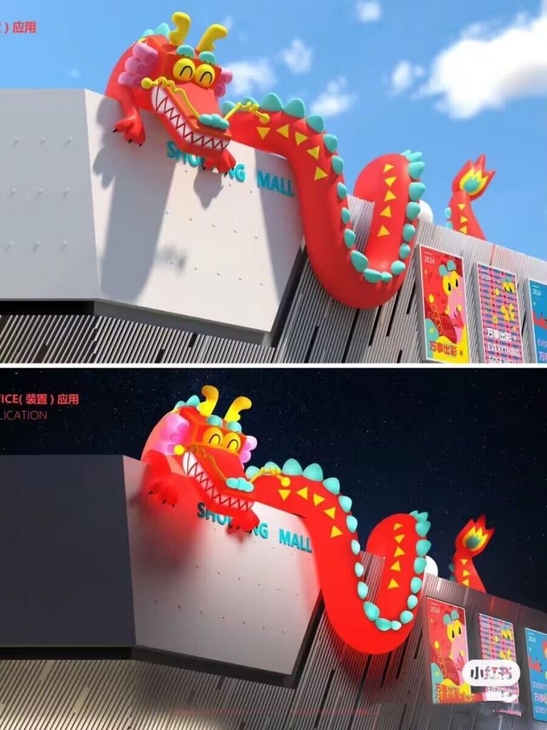 long inflatable giant dragon for building decoration in festival