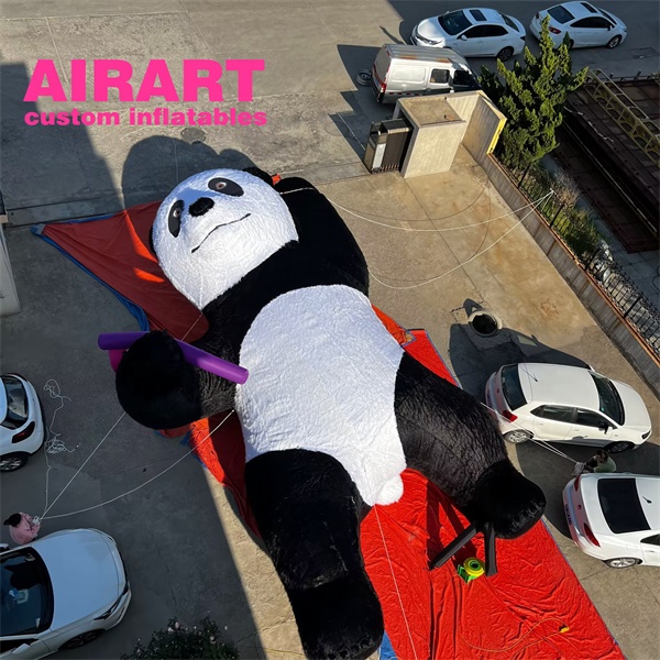 10m long plush material inflatable panda cartoon for event