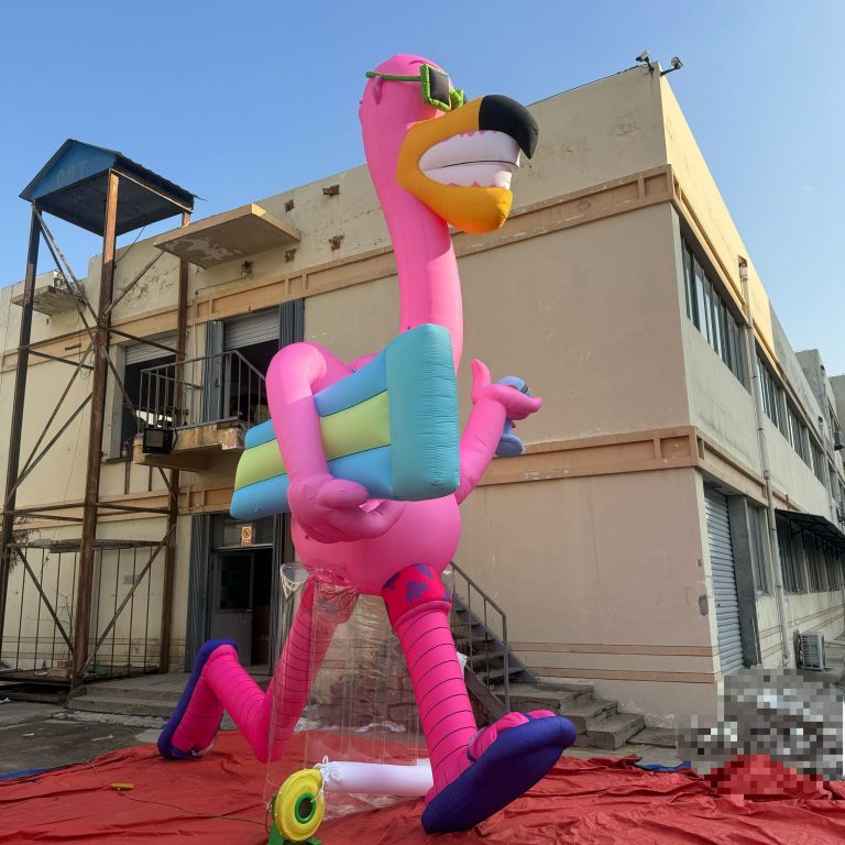 inflatable giant flamingo cartoon used in event design