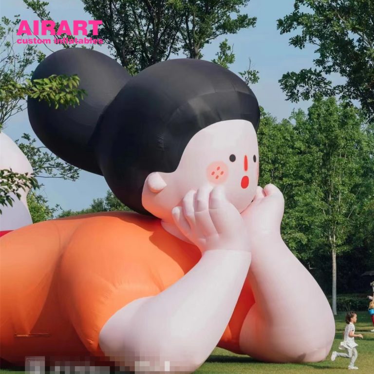 giant plaza suare decoration inflatable girl cartoon characters