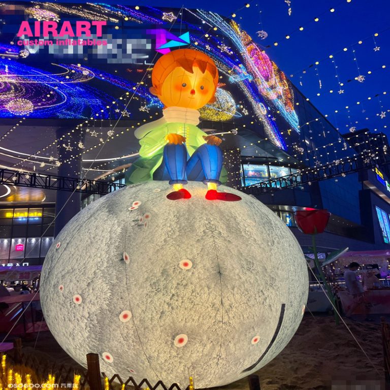 giant moon ball with inflatable cartoon decoration for square
