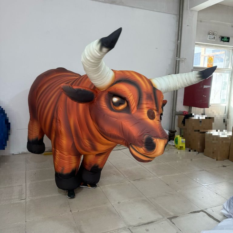 moving inflatable bull costume for event interaction