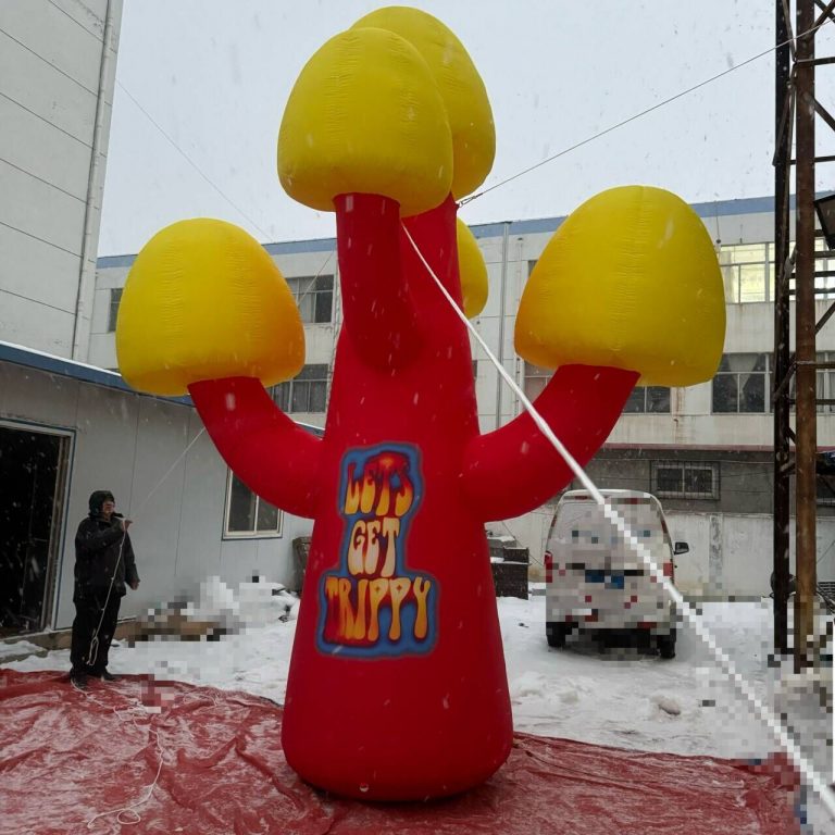 5m inflatable mushroom tree customized for event with logo