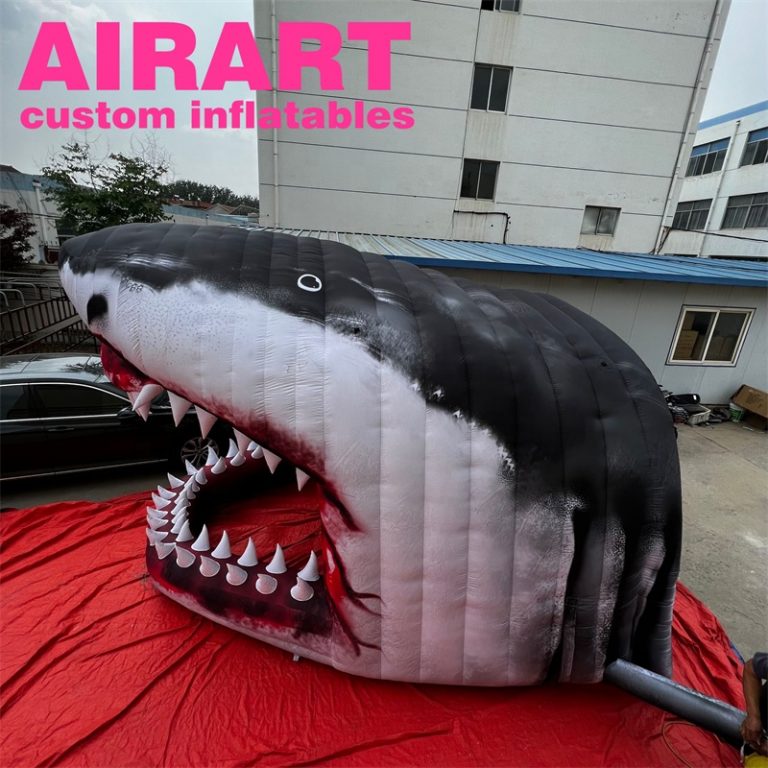 4m inflatable shark mounth inflatable shark tunnel for photo and decor