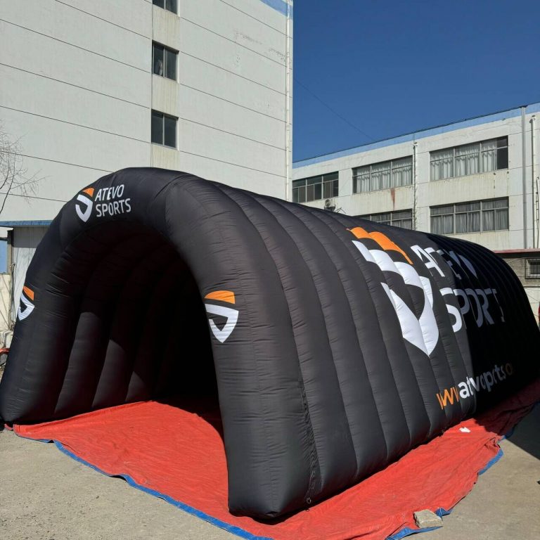 7m long inflatable tunnel for sports game with advertising logo