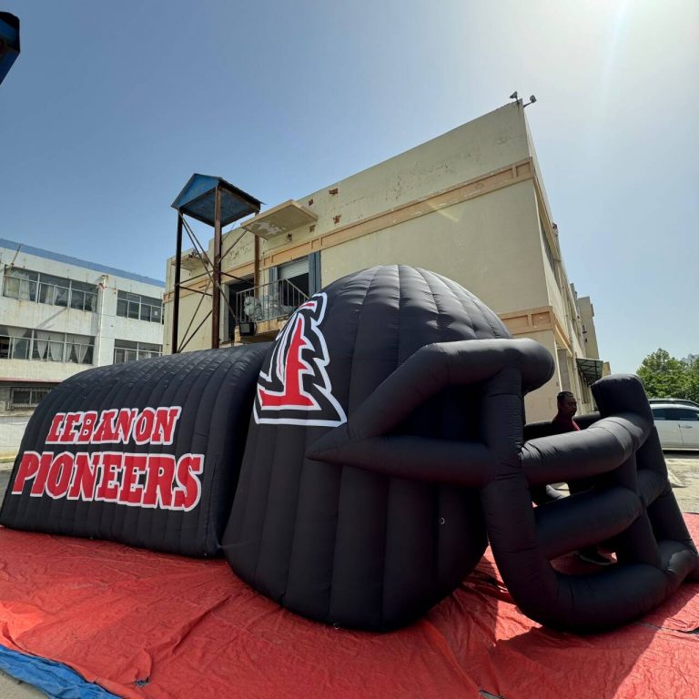 custom inflatable helmet tunnel for suimmer sport games