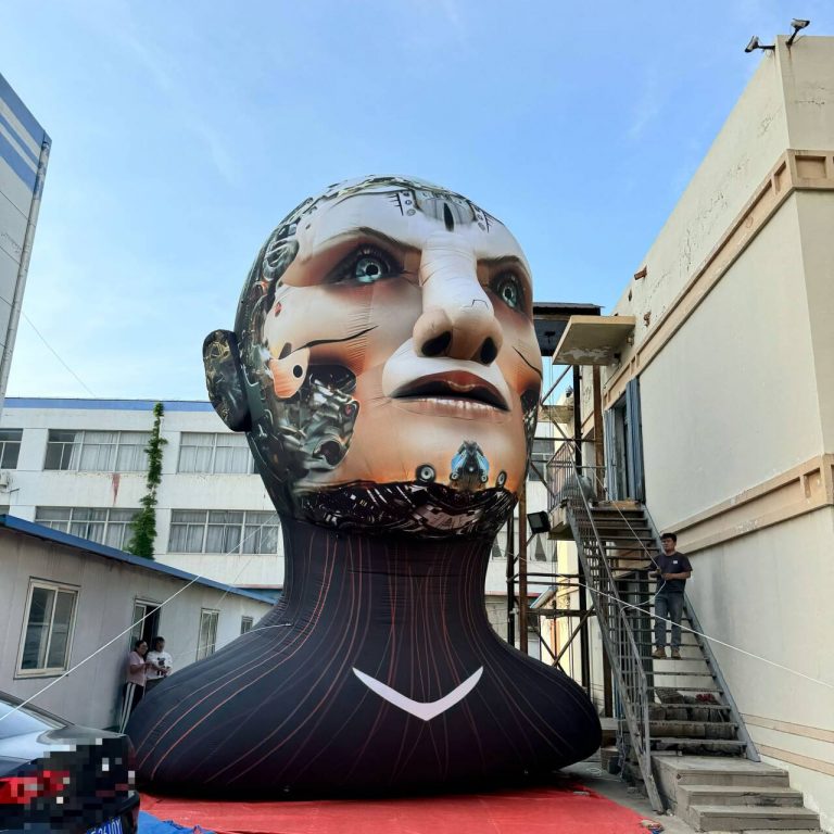 8m inflatable stage decoration robot head inflatable stage props