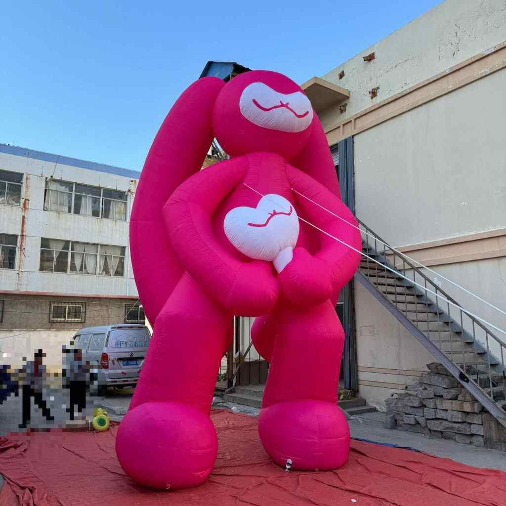 giant inflatable pink bunny cartoon inflatable rabbit character for decoration