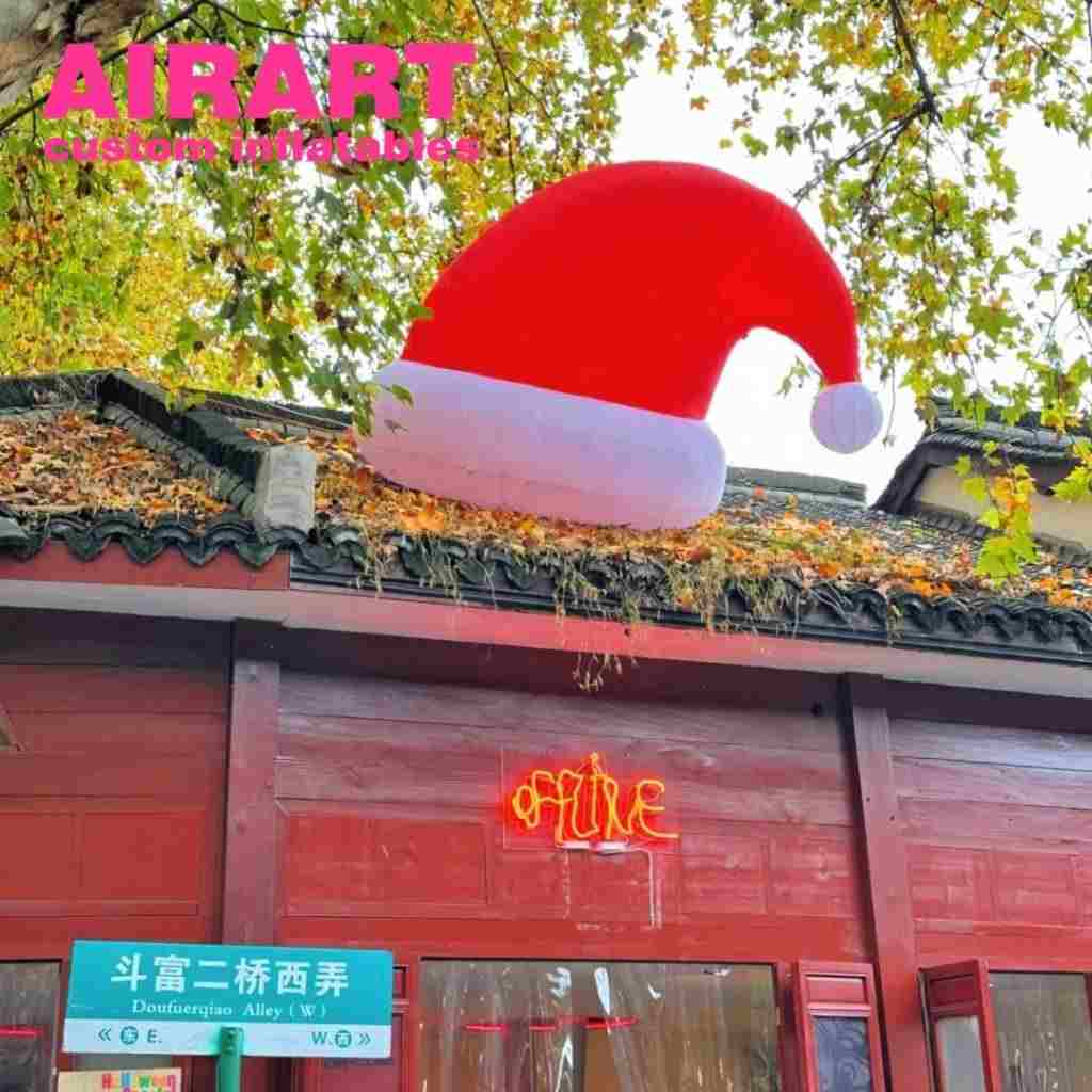 giant inflatable Christmas hat for biluding decoration2